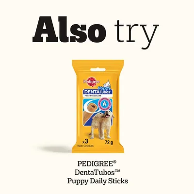 Pedigree DentaTubos Puppy Daily Sticks, 3 sticks with chicken, 72g. First stage care. Also try recommendation.