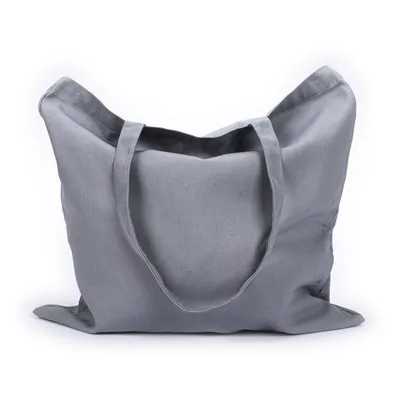 Γκρι υφασμάτινη τσάντα με δύο χερούλια, κατάλληλη για πολλαπλές χρήσεις.