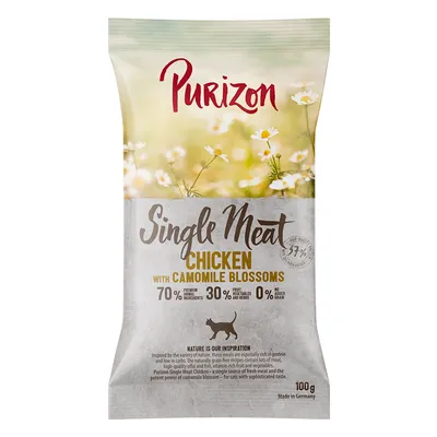 Purizon Single Meat Chicken mit Kamillenblüten, 70% tierische Zutaten, 30% Obst und Gemüse, 0% Getreide. Trockenfutter für Katzen, 100g, hergestellt in Deutschland.