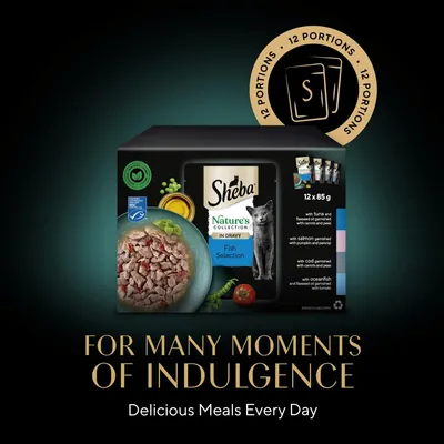 Sheba Nature's Collection Pouches 12 x 85g - Fish Selection with Tomato & Green Pepper in Gravy Sheba Nature's Collection Pouches 12 x 85g - Fish Selection with Tomato & Green Pepper in Gravy