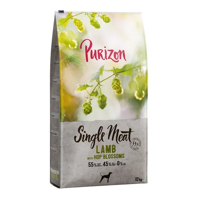 Purizon Single Meat Lamb mit Hopfenblüten, 12kg. 55% Fleischanteil, 45% Gemüse, 0% Getreide. Für Hunde geeignet.