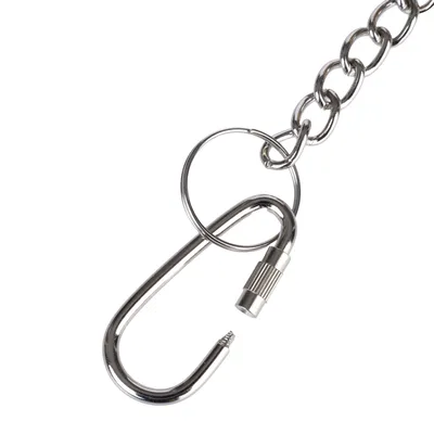 Metallkette mit Karabinerhaken und Schraubverschluss, geeignet zur sicheren Befestigung.