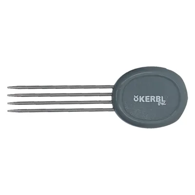 Kerbl Pet Produkt mit grauem Griff und vier Metallzinken, geeignet für Tierpflege oder Zubehör.