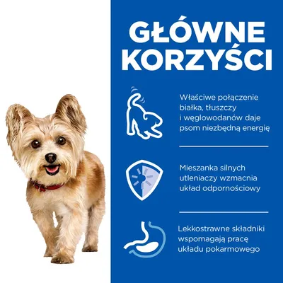 Główne korzyści: właściwe połączenie białka, tłuszczy i węglowodanów daje psom energię; silne utleniacze wzmacniają odporność; lekkostrawne składniki wspierają układ pokarmowy.