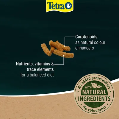 Tetra. Carotenoids as natural colour enhancers. Nutrients, vitamins & trace elements for a balanced diet. No added preservatives. With natural ingredients. No colourants.