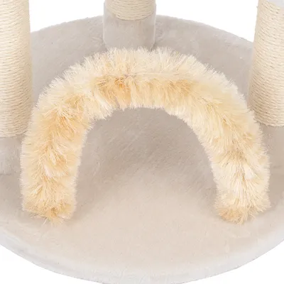 Kratzbaum-Basis mit beigem Plüschbogen und Sisal umwickelten Säulen, geeignet für Krallenpflege und Spiel.