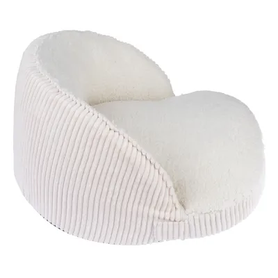 Panier pour animal en tissu côtelé beige avec intérieur doux aspect polaire blanc, dossier arrondi et rebords hauts, sans marque visible.