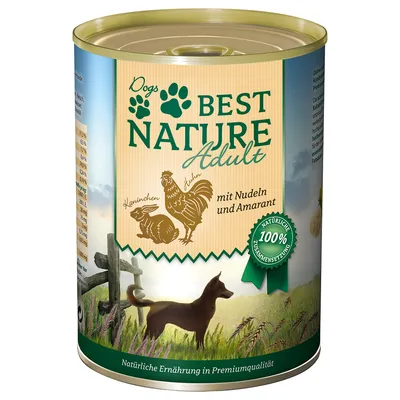Dogs Best Nature Adult con fideos y amaranto, composición natural, conejo y pollo. Alimentación natural de calidad premium.