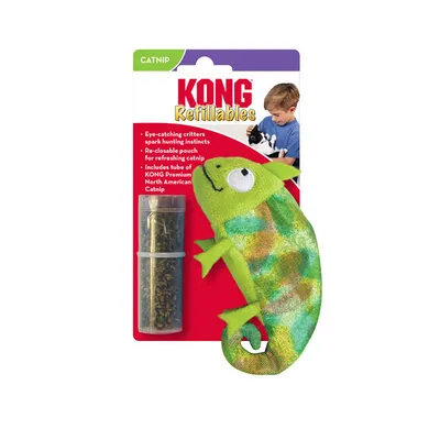 KONG Refills zabawka dla kota z wymiennym woreczkiem i tubką KONG Premium północnoamerykańskiej kocimiętki. Wspiera instynkt łowiecki.