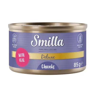 Smilla Deluxe Chunks mit Kalb, 85g Dose. Ohne Zuckerzusatz, getreidefreie Rezeptur.