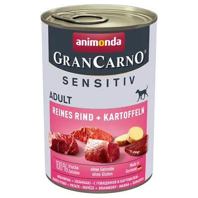 Animonda GranCarno Sensitiv Adult, puro manzo + patate, 100% ingredienti freschi, senza cereali e glutine, Made in Germany.
