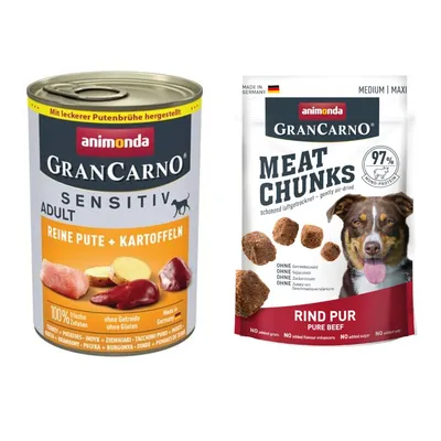 6 × 400 г animonda GranCarno Adult Sensitive + Meat Chunks говядина, 80 г в подарок!