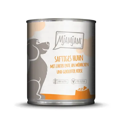 MjAMjAM ζουμερό κοτόπουλο με τρυφερή πάπια, καρότα και μαγειρεμένο κεχρί. Χωρίς γλουτένη, με πολύ κρέας.