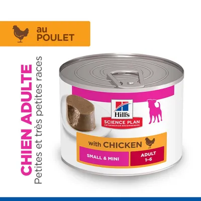 Hill's Science Plan Aliment humide au poulet pour chiens adultes de petite et très petite taille, adulte 1-6, Small & Mini, au poulet Hill's Science Plan Aliment humide au poulet pour chiens adultes de petite et très petite taille, adulte 1-6, Small & Mini, au poulet
