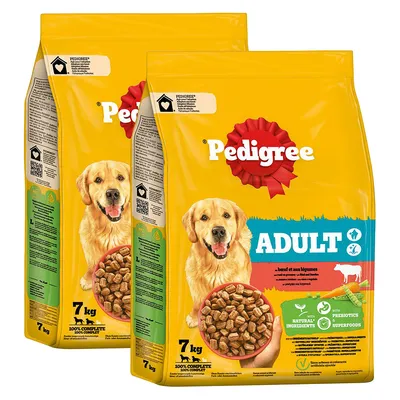 Pedigree Adult pienso seco, 7 kg, con ingredientes naturales, prebióticos y superalimentos. 100% completo y equilibrado para perros. Contiene vitaminas y minerales.