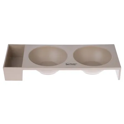 Modern Living estación de comida con dos cuencos y compartimento adicional, beige.
