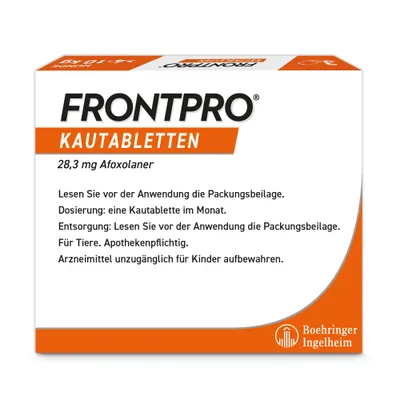 Frontpro Kautablette gegen Zecken und Flöhe, für Hunde >4 bis 10 kg