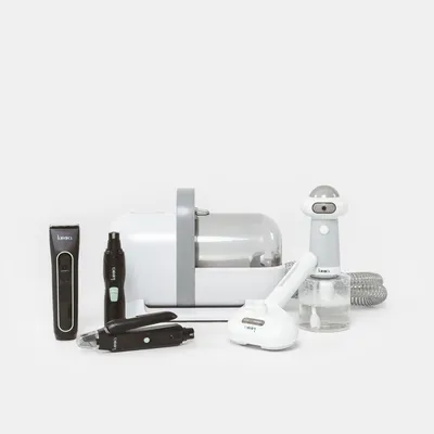 kooa. Set of grooming tools for pets, including trimmer, files, vacuum cleaner and brush attachments.