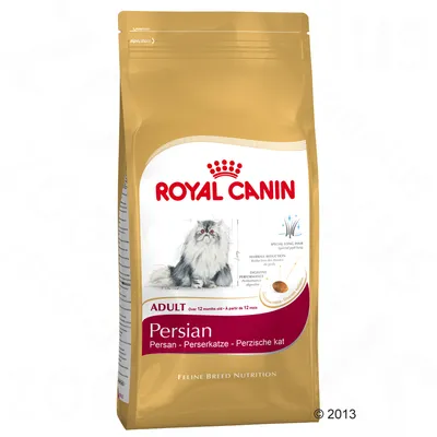 Vrećica hrane za mačke Royal Canin Persian Adult, slika perzijske mačke, tekst: ADULT, Persian, Persan, Perserkatze, Perzische kat, Feline Breed Nutrition.