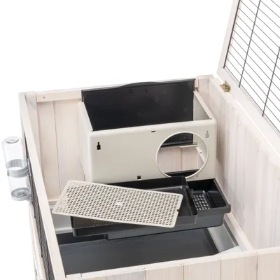 Kaninbur i træ Indoor Home - Hvid: L 107,5 x B 67,5 x H 102 cm Kaninbur i træ Indoor Home - Hvid: L 107,5 x B 67,5 x H 102 cm