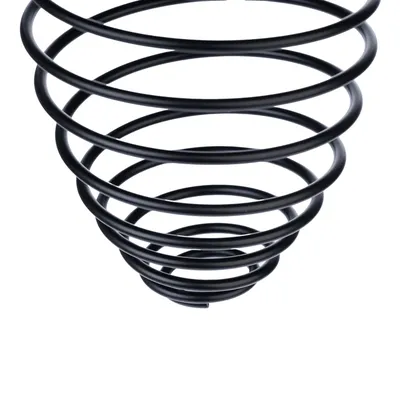 Black metal spiral, suitable as a holder for food or toys.