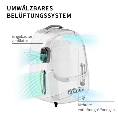 Transportbox mit umwälzbarem Belüftungssystem, eingebautem Ventilator und mehreren Entlüftungsöffnungen.