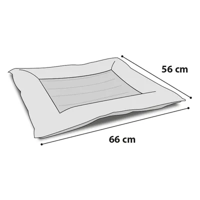 Imagen de un cojín rectangular de 66 cm x 56 cm.