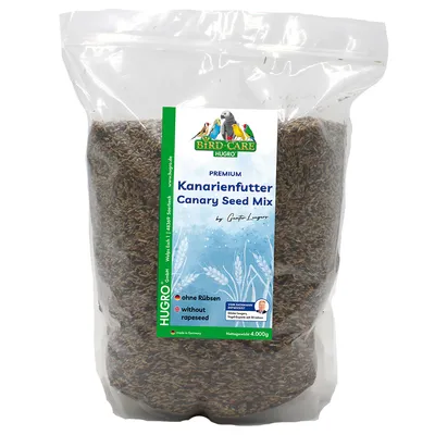 Hugro Bird Care Premium корм для канареек Canary Seed Mix, без репса, чистый вес 4000 г, произведено в Германии.