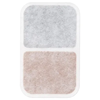 Filter mat with two sections: grey on top, beige on bottom. Spare part for water or air filter.