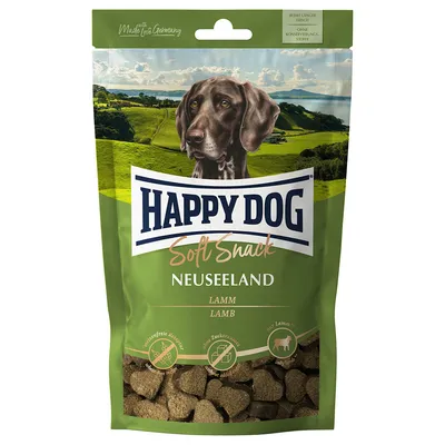 Happy Dog Soft Snack Neuseeland, Lamm. Glutenfreie Rezeptur, ohne Zuckerzusatz, nur Lamm. Made in Germany.