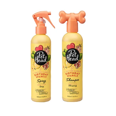 Pet Head Cotton Candy Birthday Sparkle spray i szampon, 300 ml, z naturalnymi olejami i ekstraktami. Zapach: wata cukrowa.