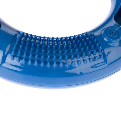 Blue plastic ring with nubbed texture for massage or cleaning.