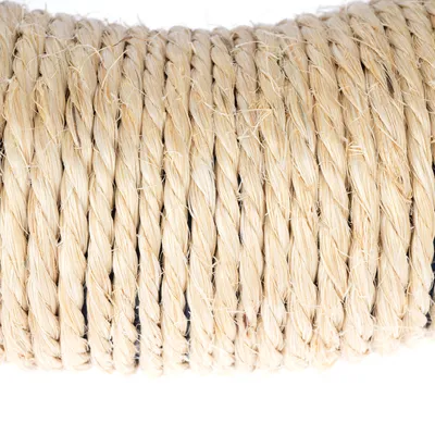 Close-up of natural-coloured sisal rope, suitable for scratching post repairs or craft projects.