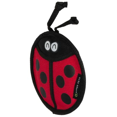 Hyper Pet zabawka w kształcie biedronki, czerwona z czarnymi kropkami i oczami, z wytrzymałego materiału.