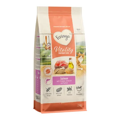 Feringa Vitality Hairball Care, Adult, Lachs mit Kichererbsen, Lachsöl und Flohsamen. Getreidefrei, frischer Lachs, mit Präbiotika, Gemüse. Packungsgrösse: 2 kg.
