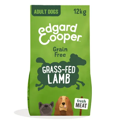 Edgard Cooper Adult Dogs Grain Free Grass-Fed Lamb hondenvoer, 12 kg. Tekst: fresh meat.