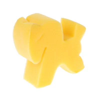 Gelber Schaumstoff in Tierform, geeignet als Spielzeug oder Zubehör.