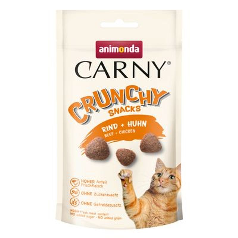 animonda Carny Adult 6 x 400 g + Crunchy Okse & Kylling 50 g gratis!