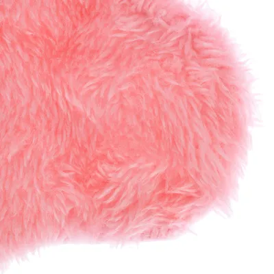 Nahaufnahme von rosa Kunstfell mit flauschiger Textur.