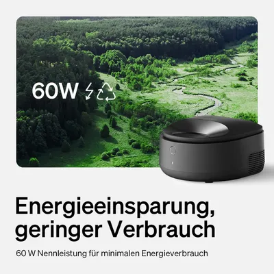 Energieeinsparung, geringer Verbrauch. 60 W Nennleistung für minimalen Energieverbrauch.