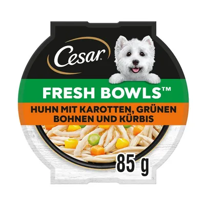 Cesar Fresh Bowls курица с морковью, зелёной фасолью и тыквой, 85 г.