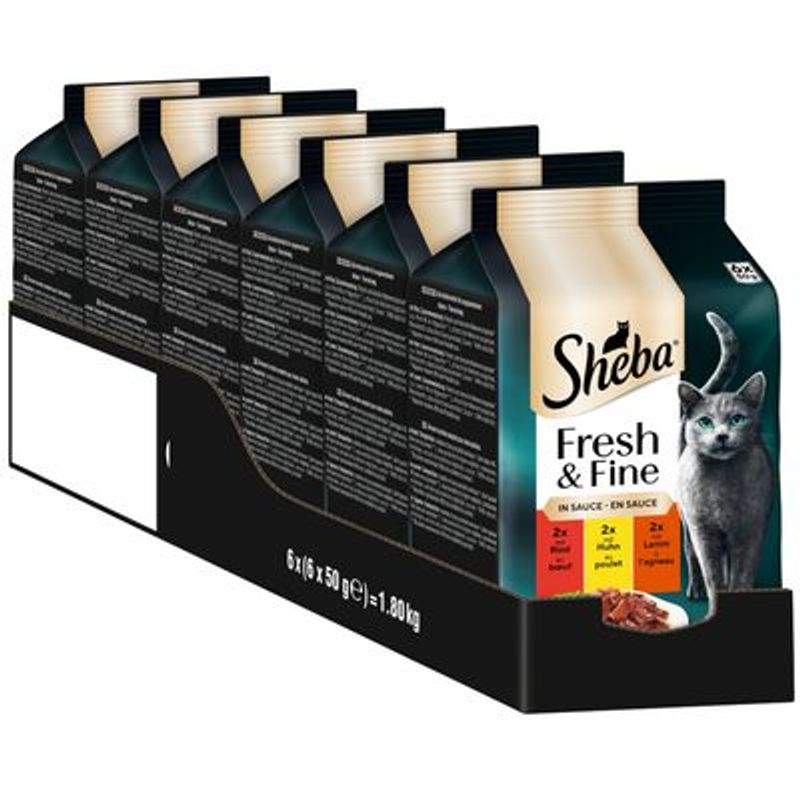 Sheba Fresh & Fine in Gelei/Saus Kattenvoer Megapack 12 x 50 g