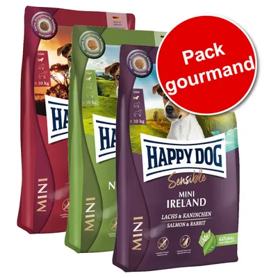 Pack gourmand Tour du monde des saveurs Happy Dog Supreme Mini, 3 saveurs