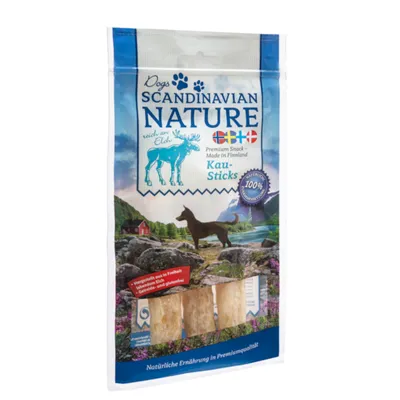 Dogs Scandinavian Nature chew sticks, rich in elk, made in Finland, grain and gluten free, natural nutrition in premium quality.
