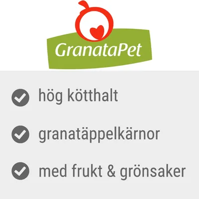 GranataPet. hög kötthalt, granatäppelkärnor, med frukt & grönsaker