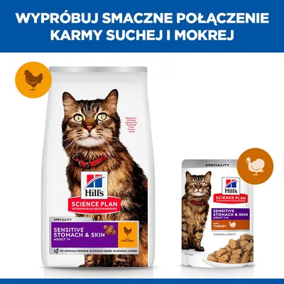 Hill's Science Plan Sensitive Stomach & Skin Adult 1+, kurczak