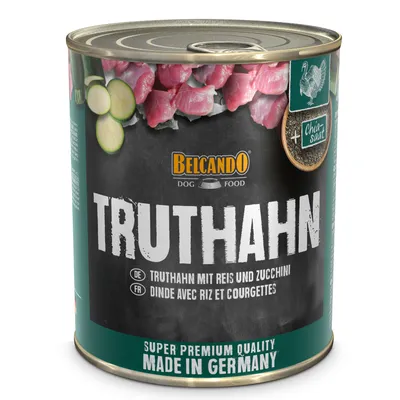 Belcando Dog Food kalkun med ris og zucchini, super premium kvalitet, Made in Germany, indeholder chiafrø.