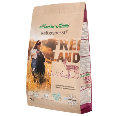 Markus Mühle lisované za studena Freiland Weide s danielom, tekvicou a čiernymi ríbezľami. Pre citlivé psy. Balenie 5 kg.