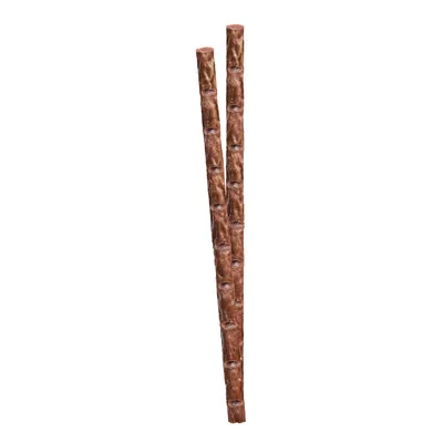 Zwei braune Kaustangen mit strukturierter Oberfläche, geeignet als Snack oder Beschäftigung für Haustiere.