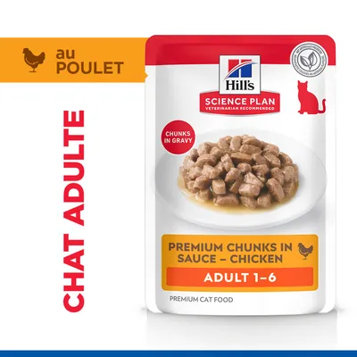 Hill's Science Plan Bouchées Premium en Sauce au Poulet, Adulte 1-6, Bouchées en Sauce, Chat Adulte, au Poulet, Aliment Premium pour Chat. Hill's Science Plan Bouchées Premium en Sauce au Poulet, Adulte 1-6, Bouchées en Sauce, Chat Adulte, au Poulet, Aliment Premium pour Chat.